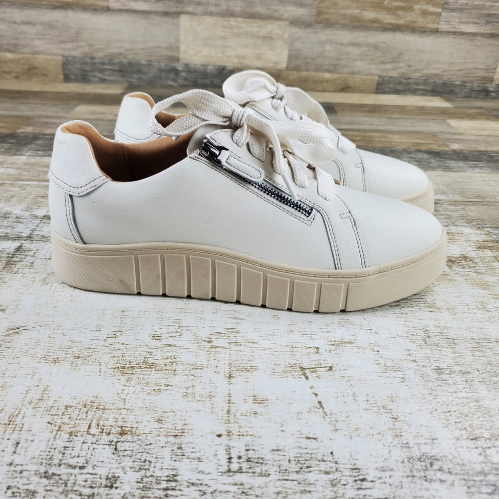 Clarks Mykah Joy Womens Shoes Sz 12 M Off White Leather Lace Up Platform Sneaker